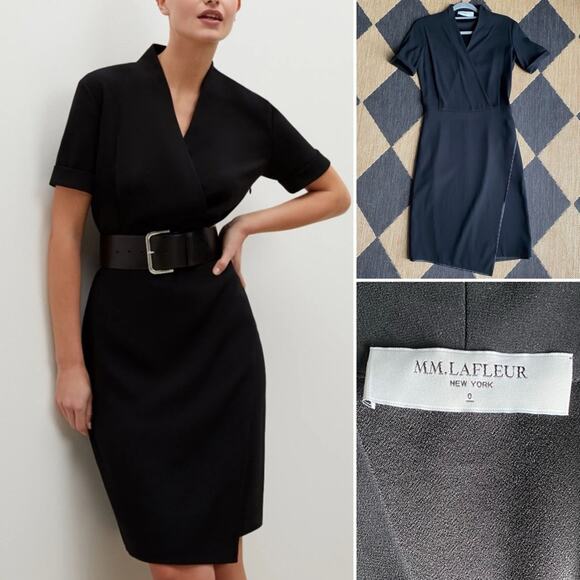 $265 M.M. LaFleur The Tory Dress Black Crepe Size 0 - Picture 1 of 16